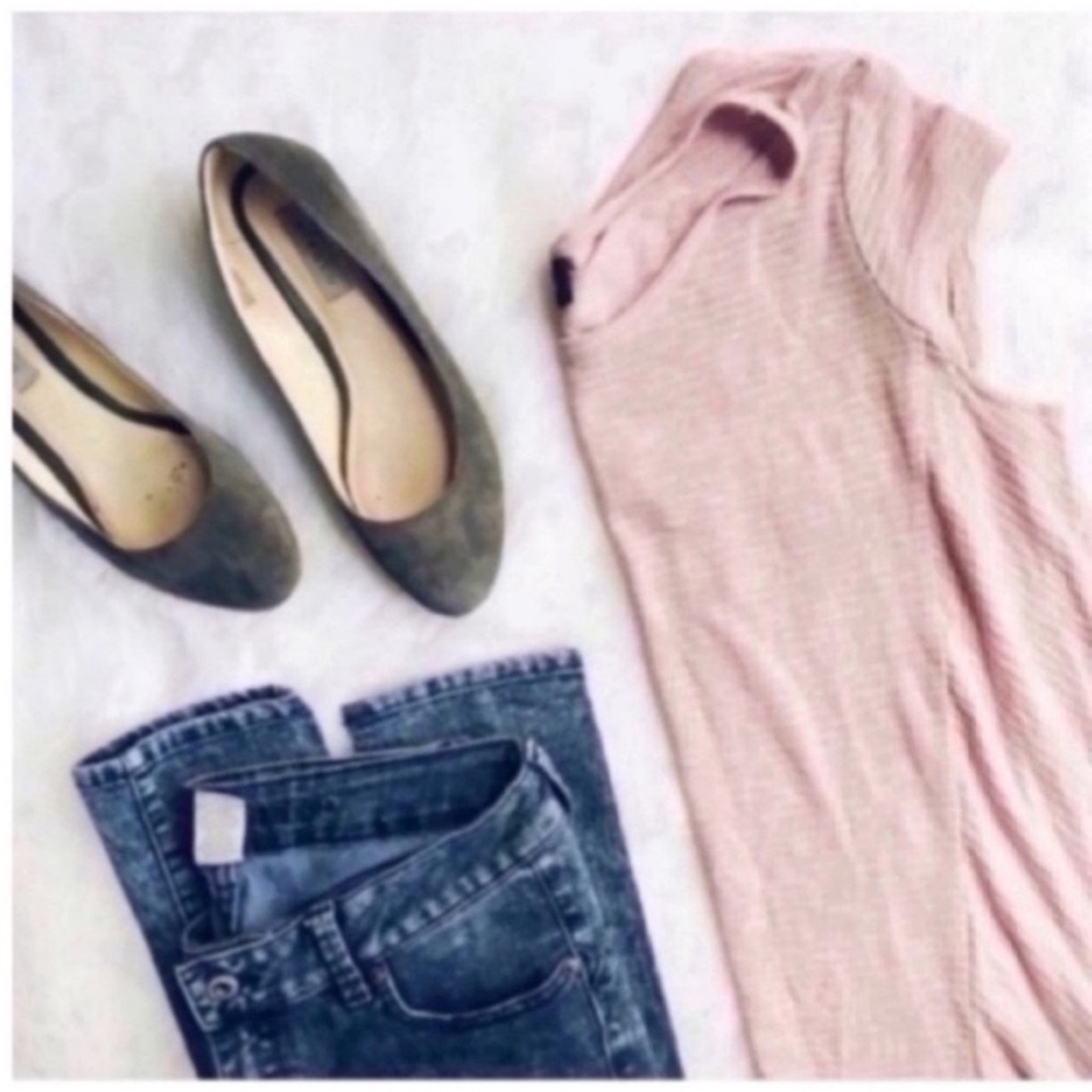 Blush Pink Sleeveless Knit Hi-Lo Top